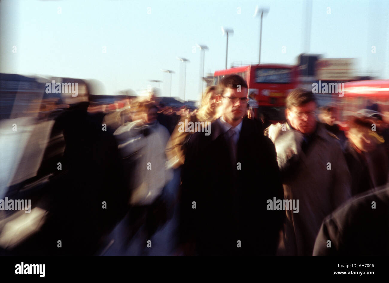 People rushing to work or home in London Stock Photo