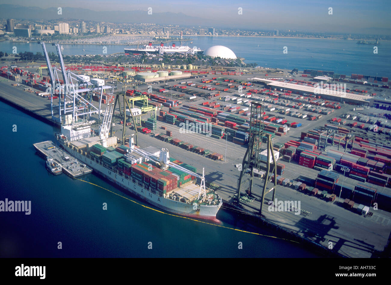 Long Beach Container yard Port of Los Angeles California Stock Photo