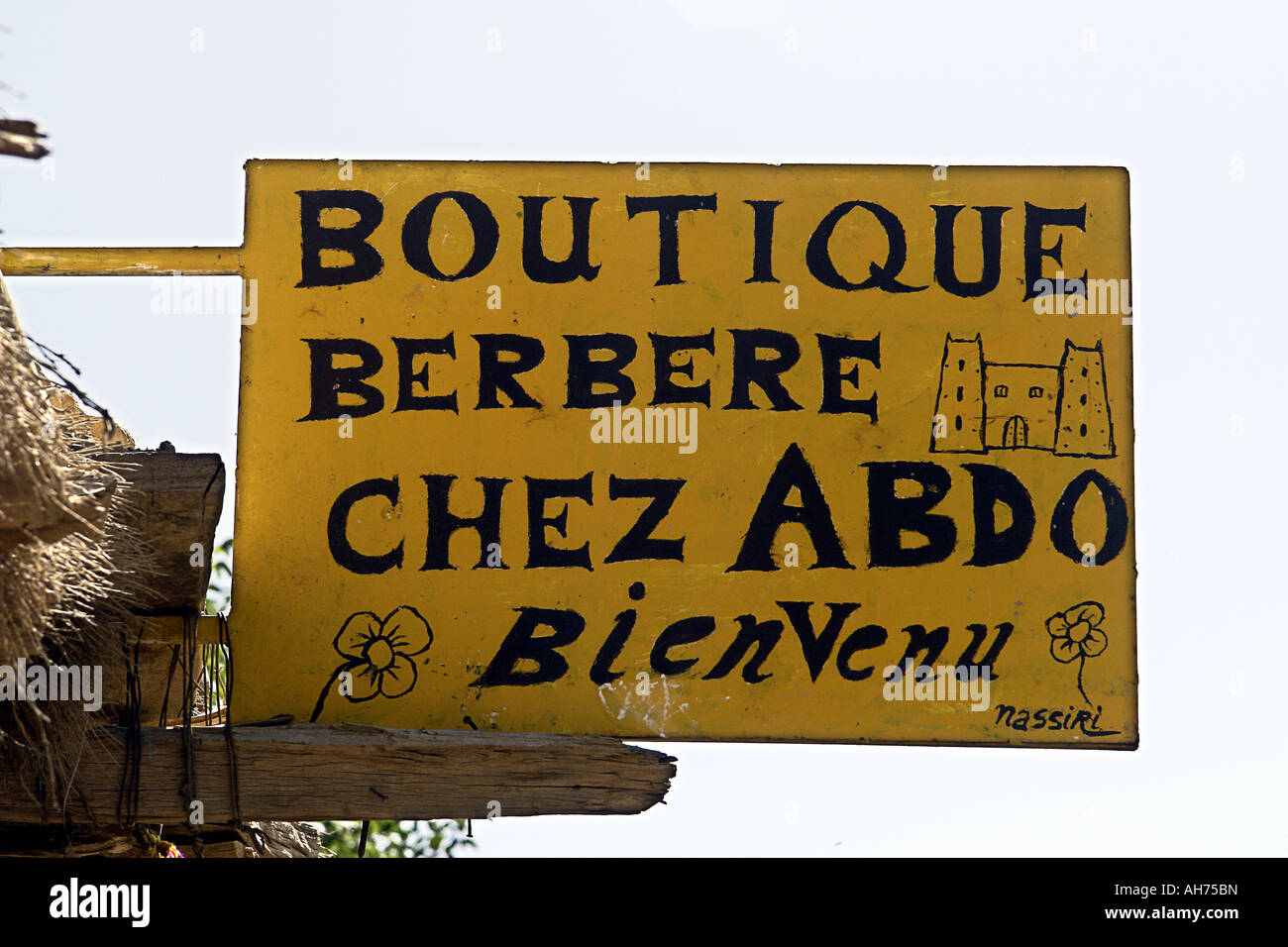 Shop sign in French at a Berber shop for tourist in Morocco Stock Photo -  Alamy