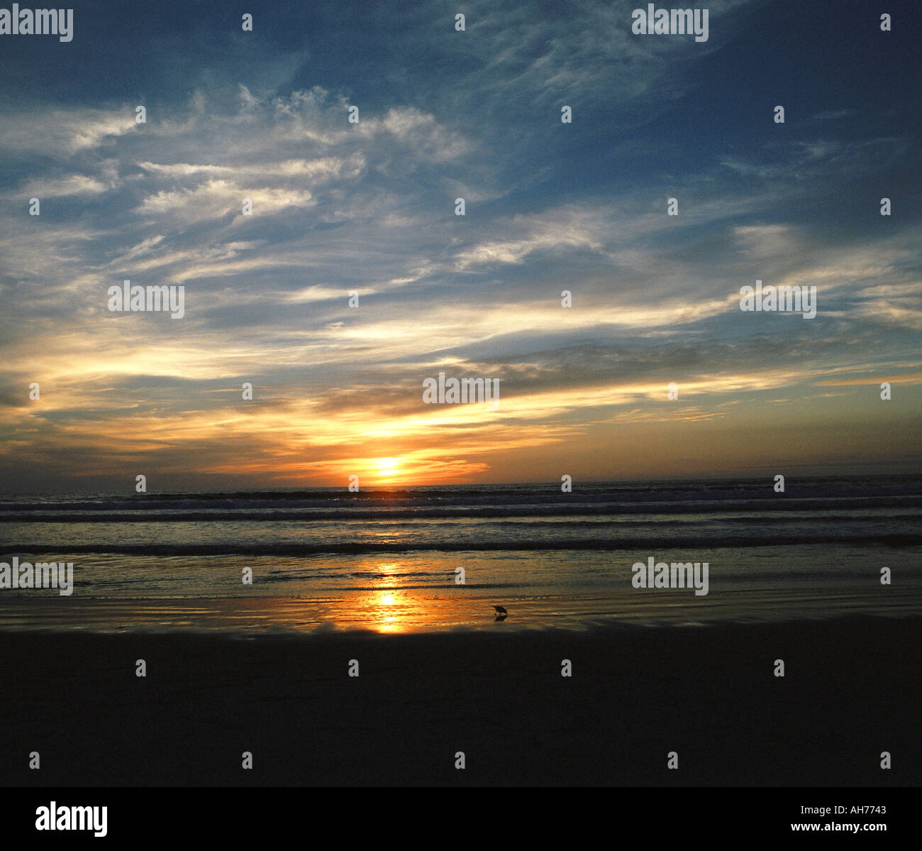 Silver Strand State Beach in San Diego at sunset Stock Photo