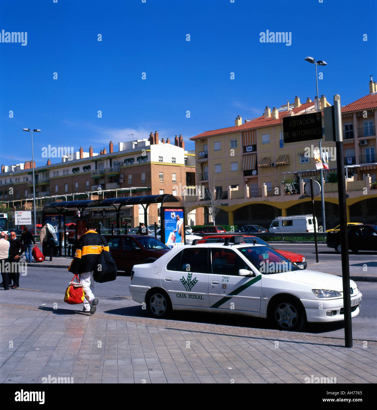 Taxi outside Granada bus station Granada Andalucia Southern Spain Stock