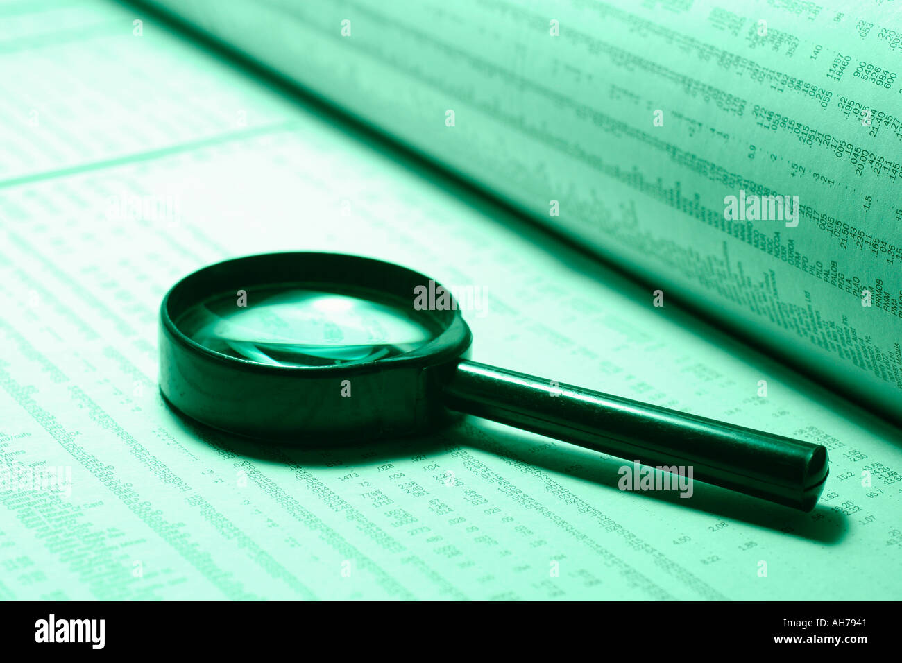 Magnifying Glass and Stock Quotes Stock Photo Alamy