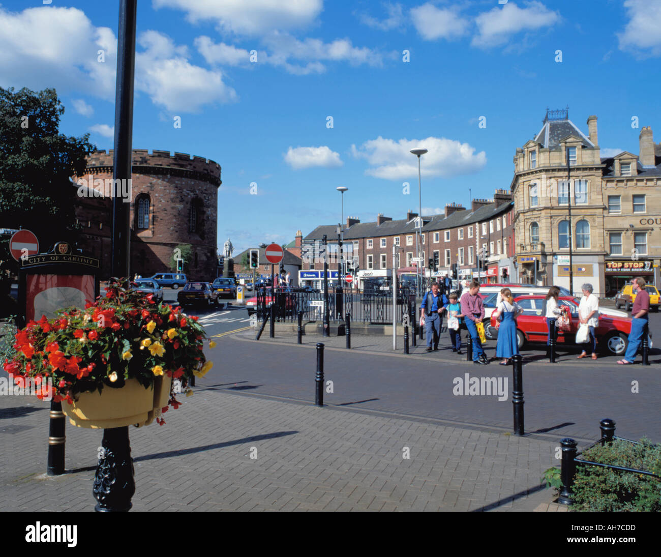Street scene, with part of The Citadel (to the left), Carlisle, Cumbria