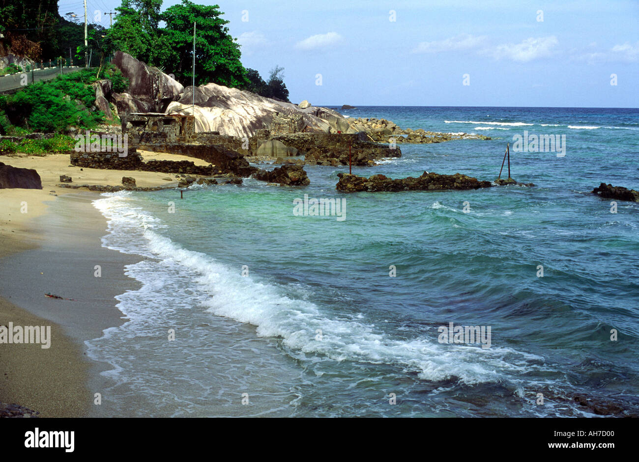 Beach in Bel Ombre southern Mahe Seychelles at the site of the excavation  for pirate treasure Stock Photo - Alamy