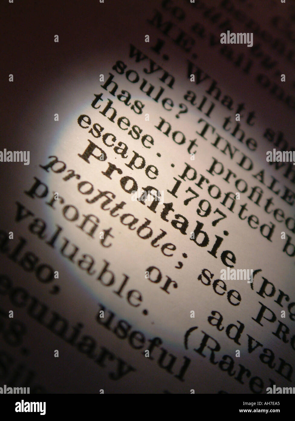 Close up of the word Profitable in a dictionary Stock Photo