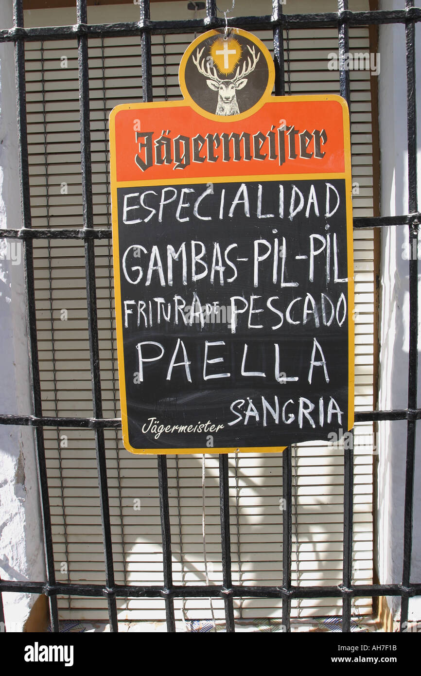 Spain Restaurant menu Stock Photo