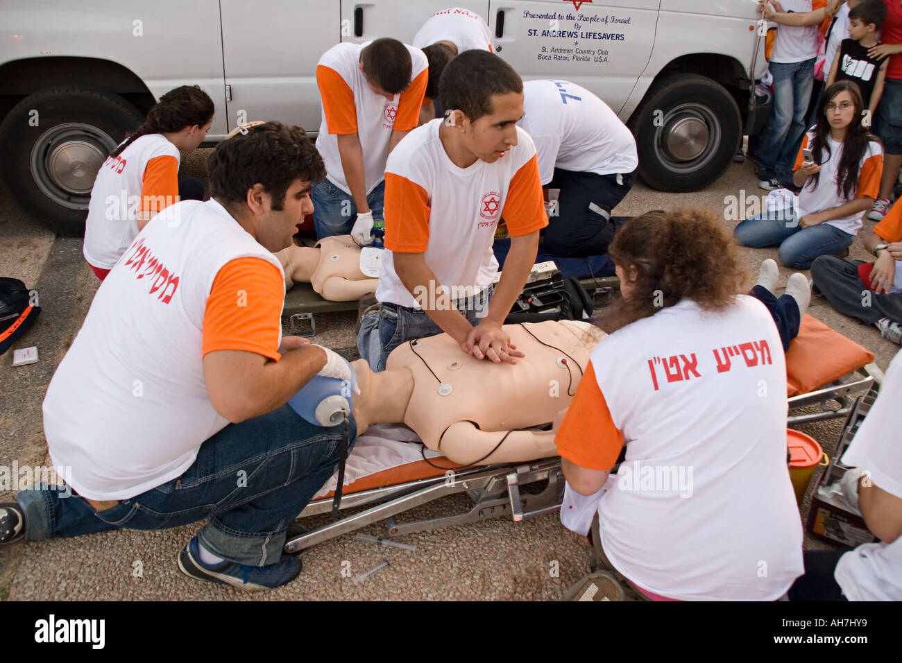 Stock Photo of Israeli Red Star of David (Red Cross) Emergency Medical Course Demonstartion Stock Photo