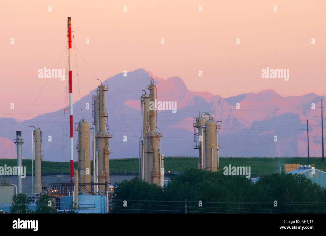 Oil and gas industry near the Canadian Rocky Mountains in Alberta ...