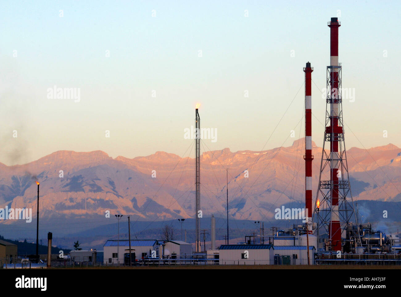 Oil and gas industry near the Canadian Rocky Mountains in Alberta ...