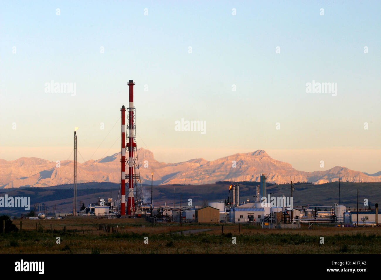 Oil and gas industry near the Canadian Rocky Mountains in Alberta ...