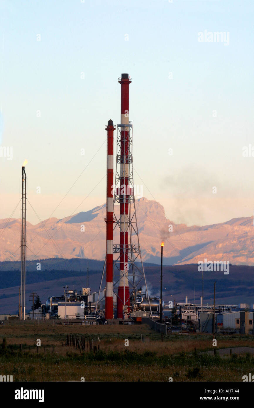 Oil and gas industry near the Canadian Rocky Mountains in Alberta ...