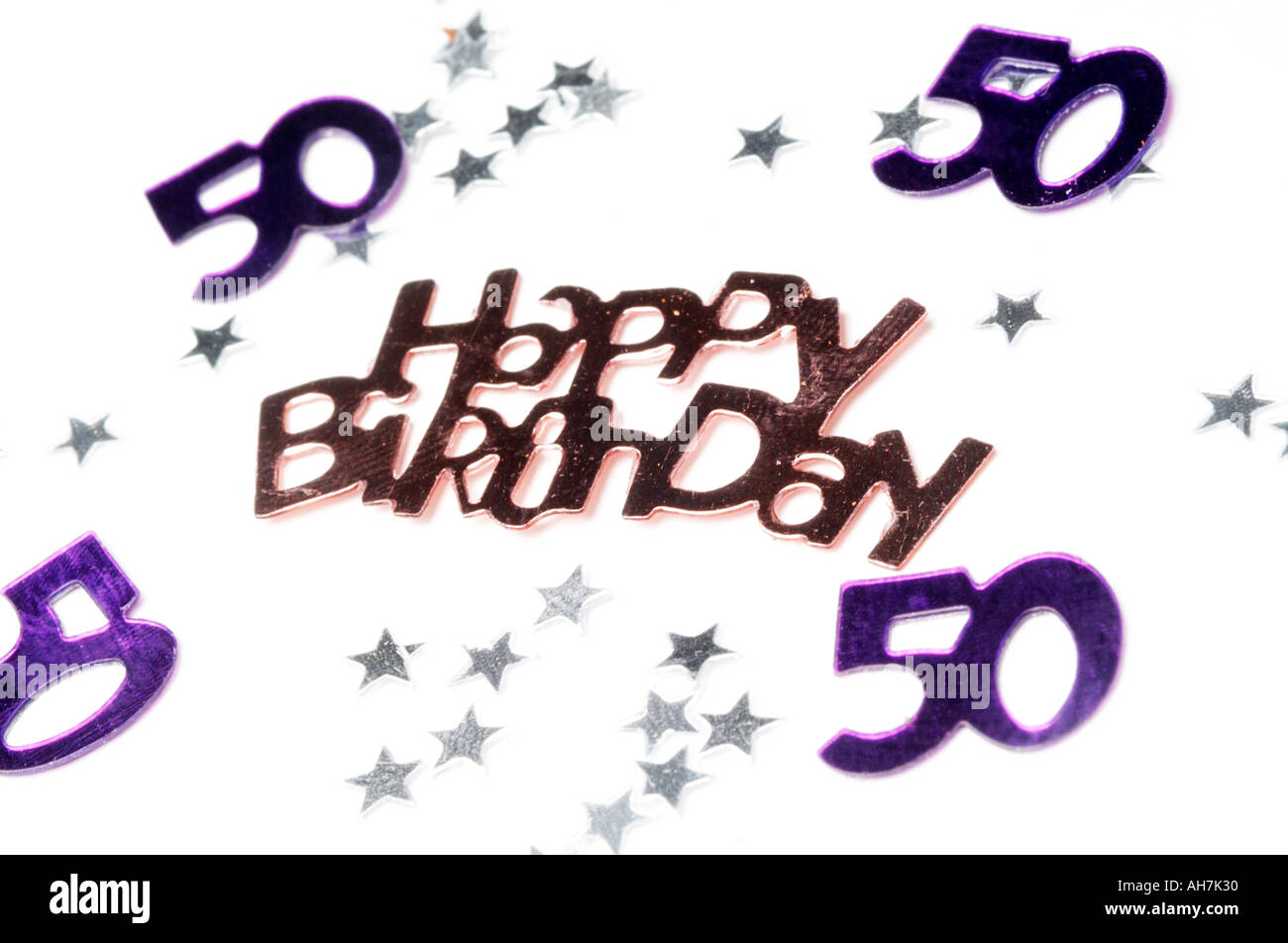 50th happy birthday celebration congratulations once a year date of birth  turning 50 fifty years old age aging getting older Stock Photo - Alamy