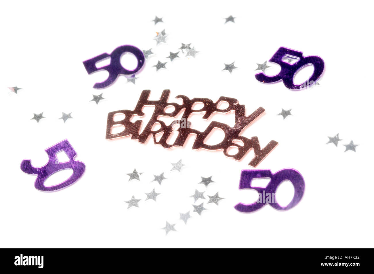 50th happy birthday celebration congratulations once a year date of birth turning 50 fifty years old age aging getting older Stock Photo