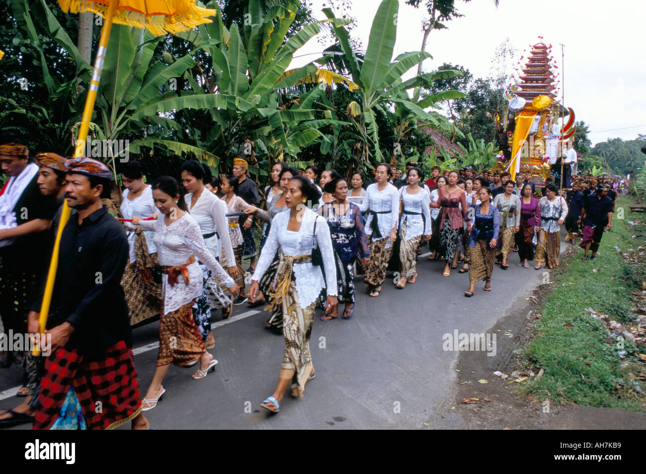 Procession for funeral ceremony island of Bali Indonesia Southeast Asia