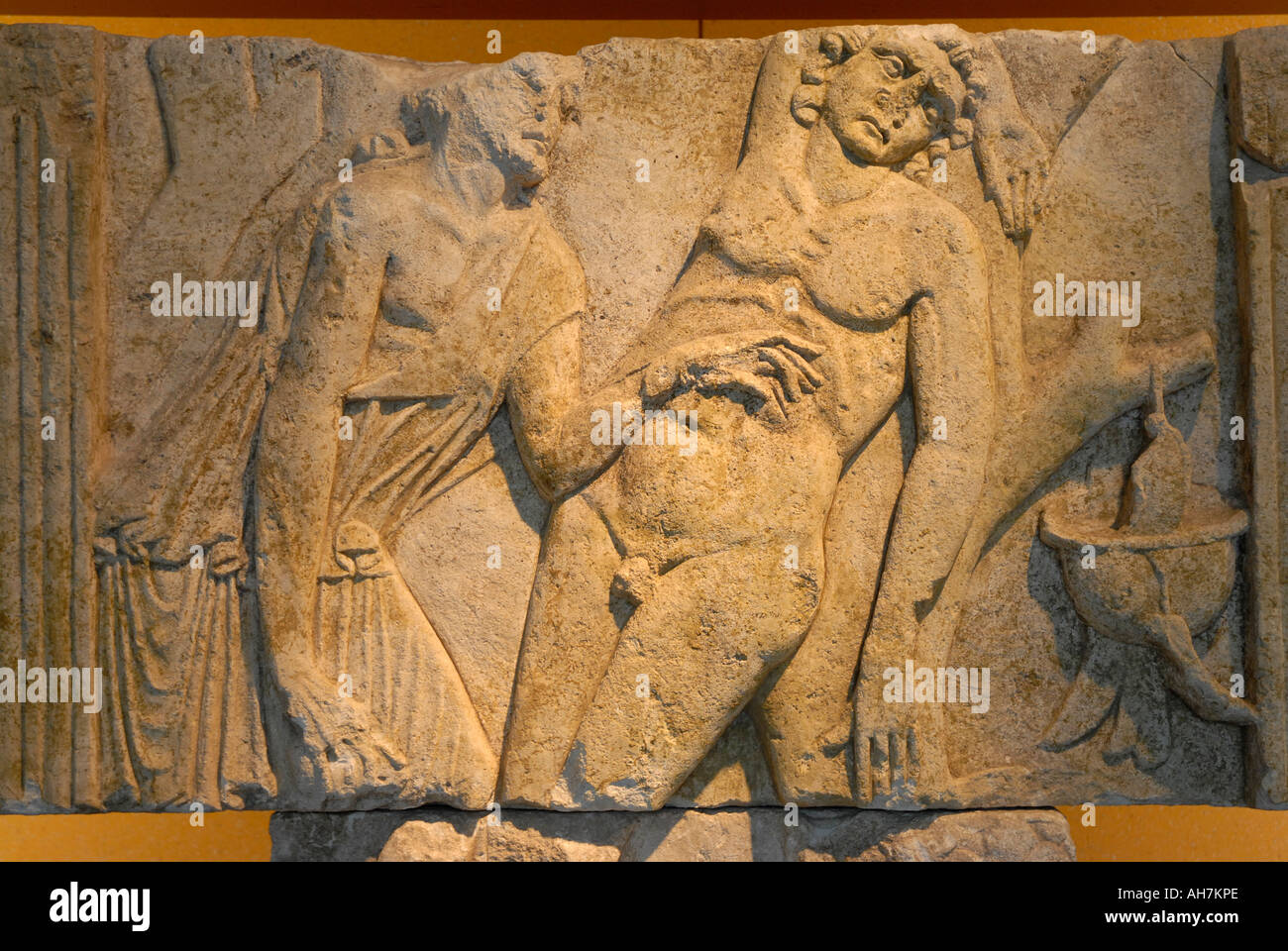 Roman remains on display in the Romisch Germanisches museum Cologne Germany Stock Photo