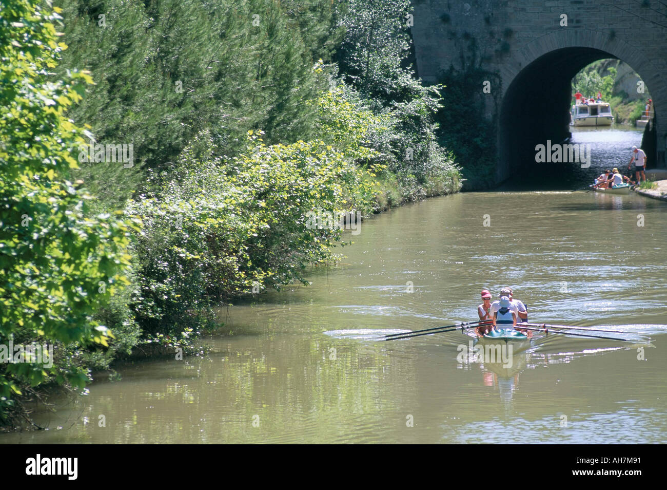 Malpas canal tunnel Canal du Midi UNESCO World Heritage Site Beziers region Herault Languedoc Roussillon France Europe Stock Photo