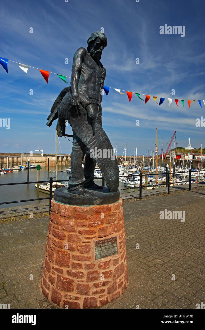 Statue of the Ancient Mariner in Watchet Harbour Somerset Stock Photo