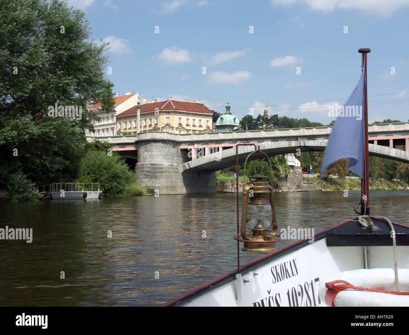 Czech Republic Prague Vltava River Boat Trip Stock Photo