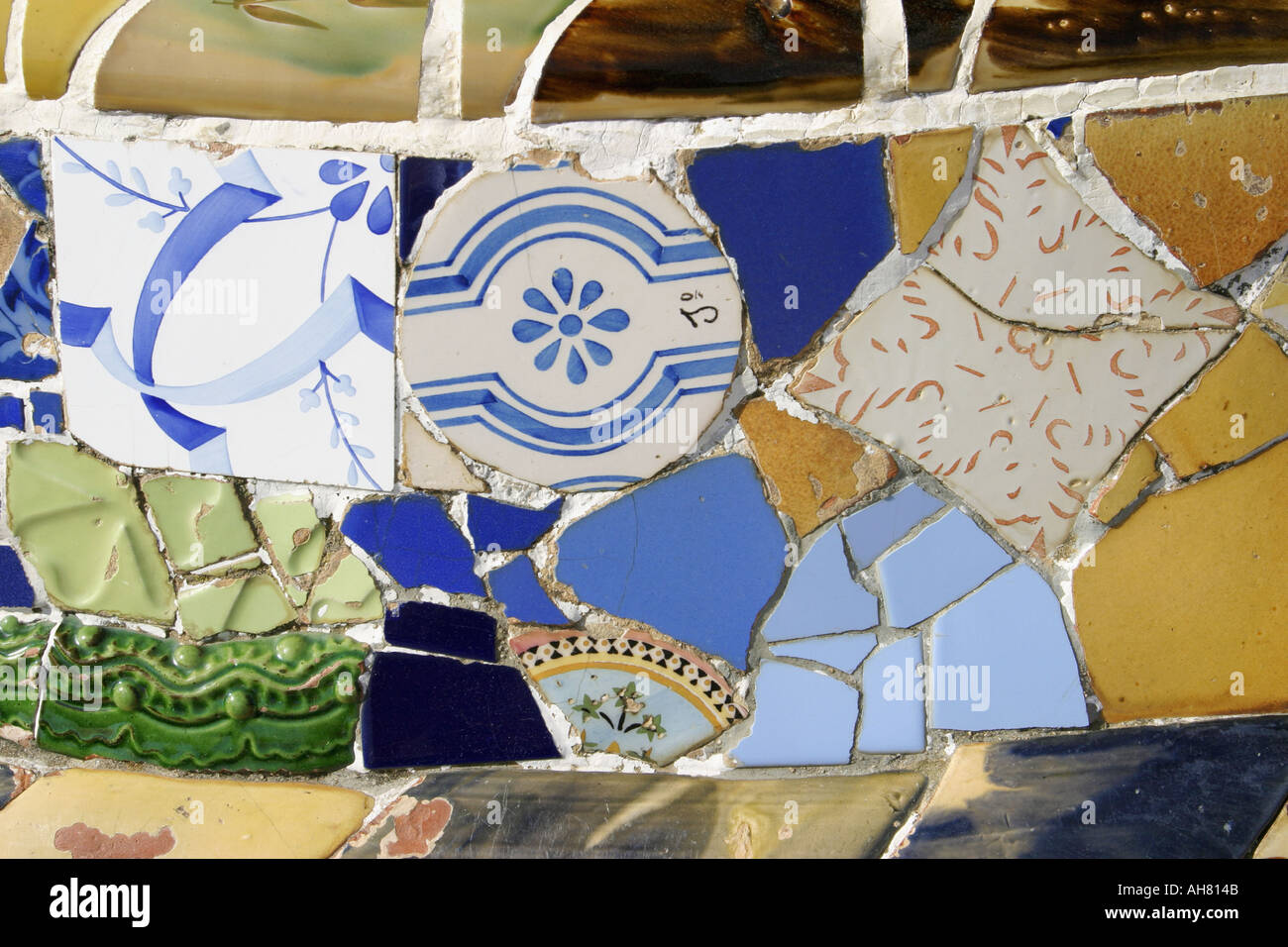 Barcelona Spain Parc Guell By Antoni Gaudi Trencadis Mosaics Stock barcelona-spain-parc-guell-by-antoni-gaudi-trencadis-mosaics-stock