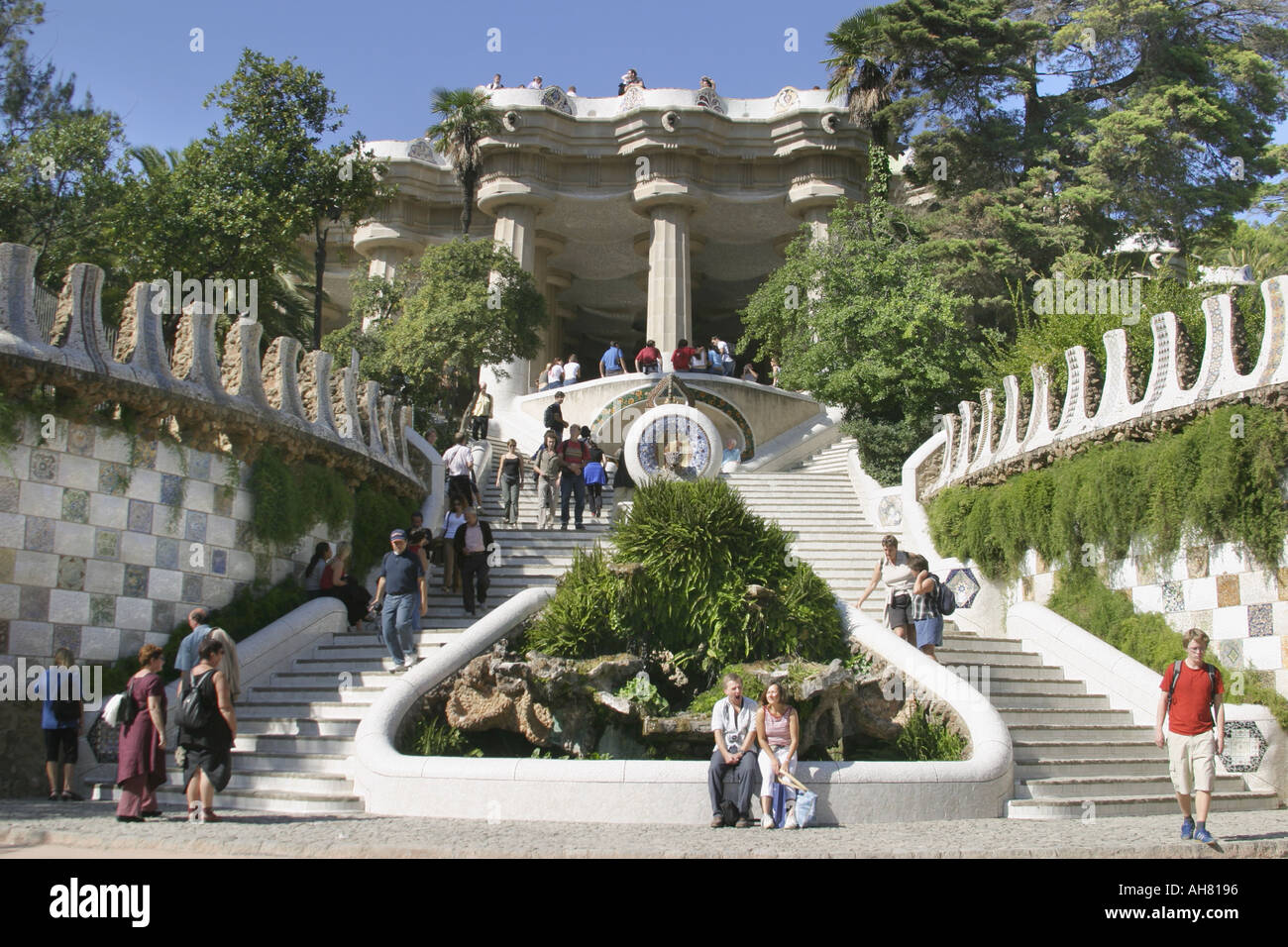 Barcelona Spain Parc Guell by Antoni Gaudi Stock Photo