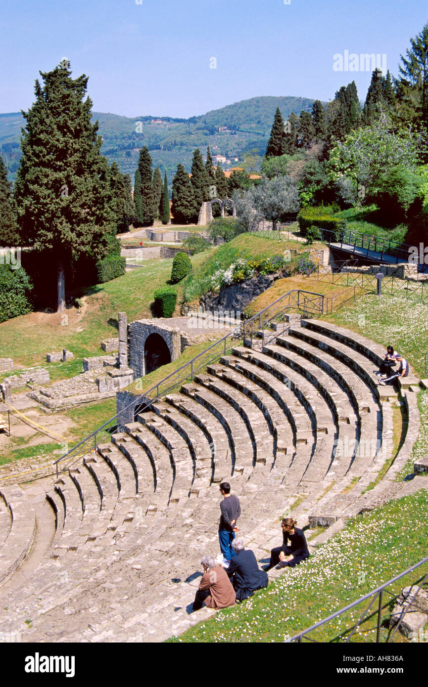 Fiesole Tuscany Italy Roman theatre in Museo Fiesole Stock Photo