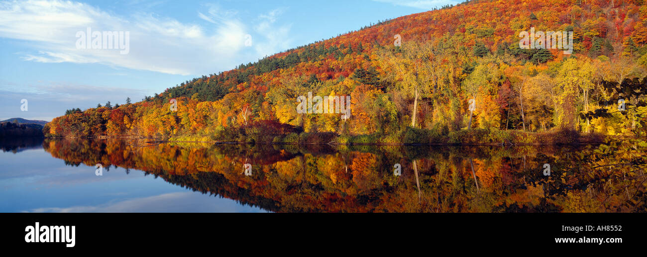 Autumn colors along Connecticut River Brattleboro Vermont Stock Photo