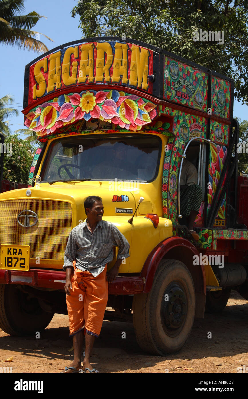 Indian Trivandrum painted truck Kerala South India Stock Photo