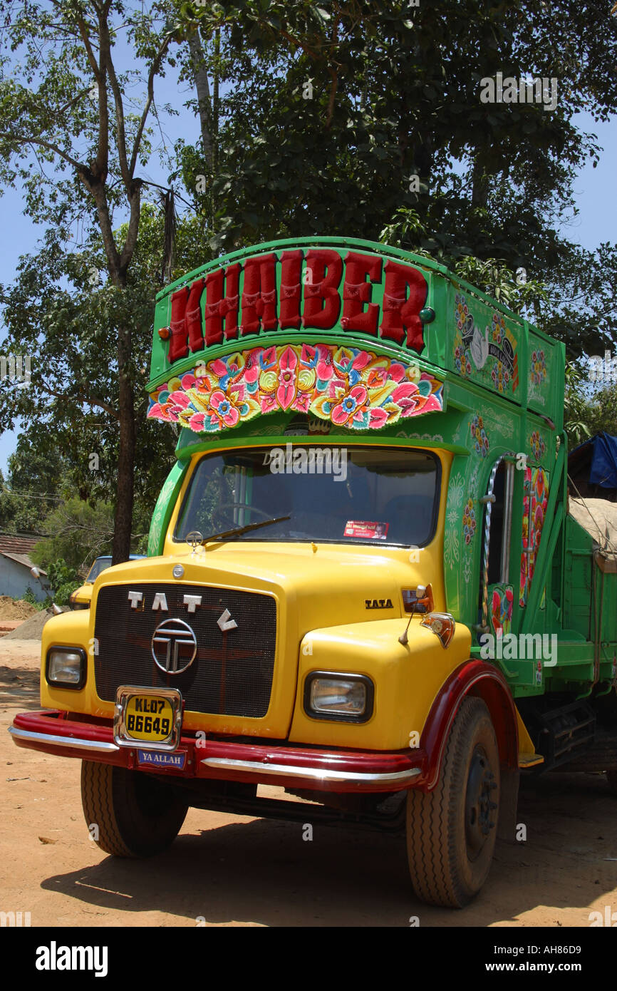 Indian Trivandrum painted trucks Kerala South India Stock Photo