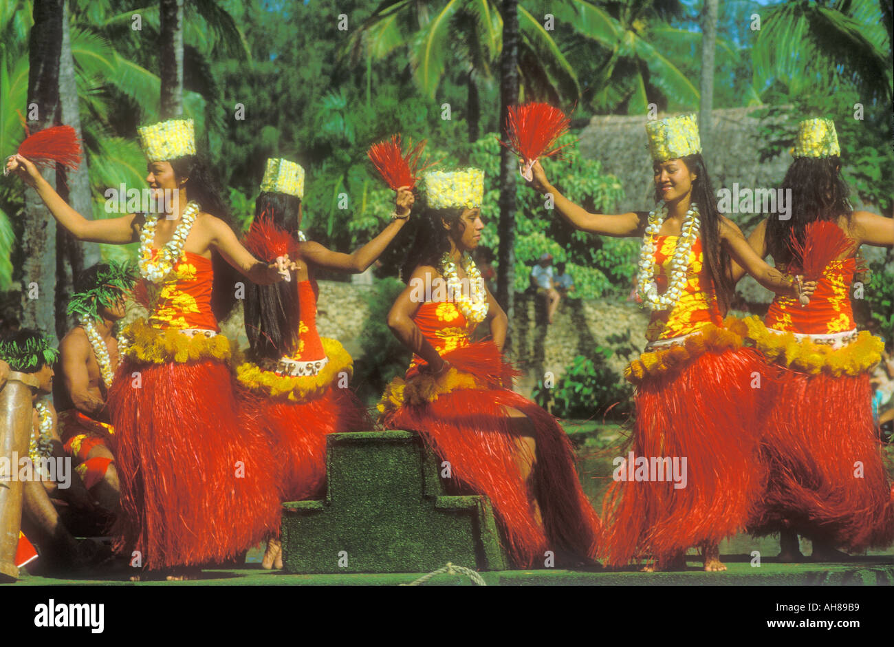 Hula Dancers on the Island of Oahu Hawaii USA Stock Photo