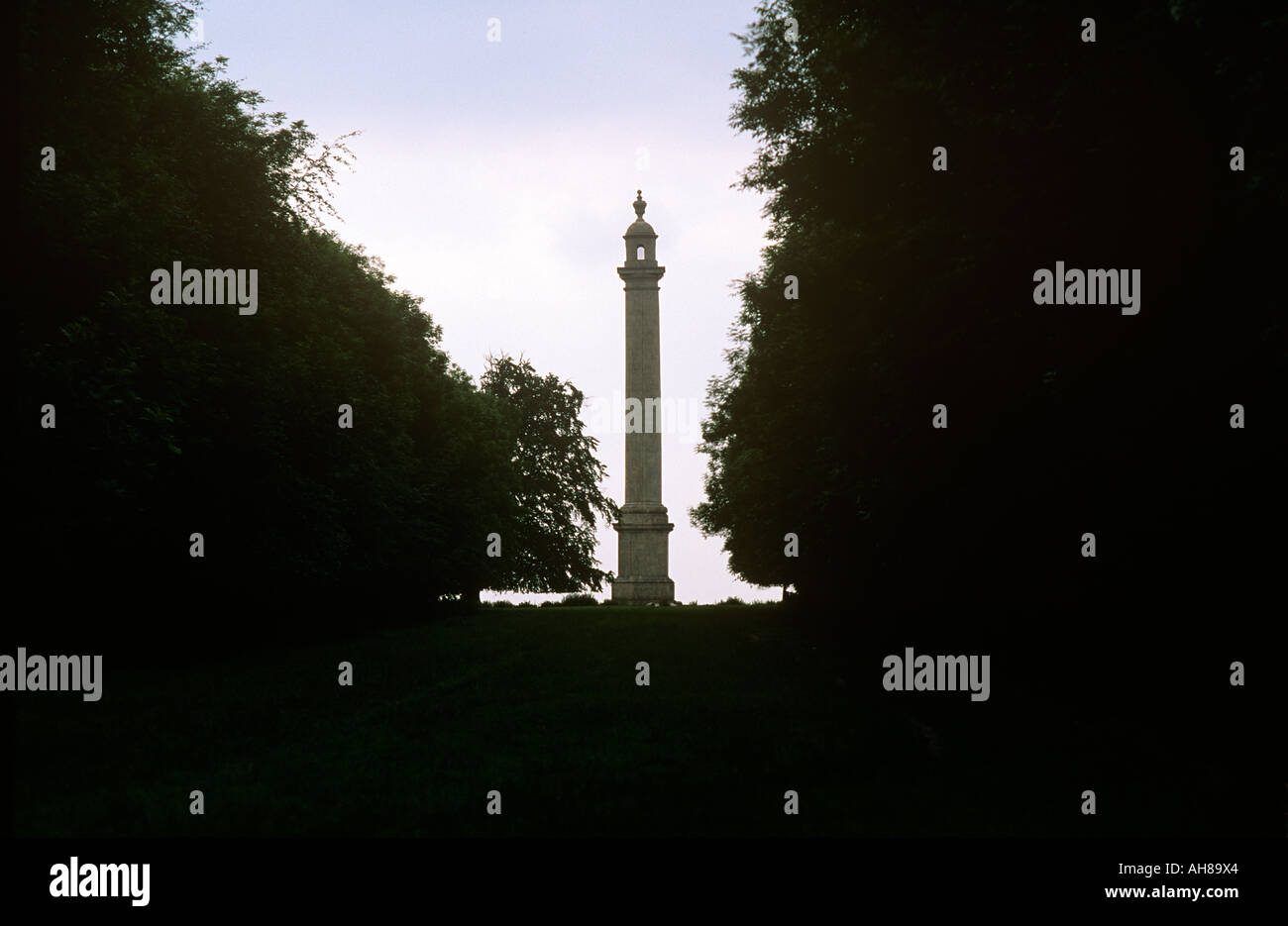 Burton Steeple folly Doric column on a hill west of Currey Rivel in Somerset Built in 1763 by Sir William Pynsent Stock Photo