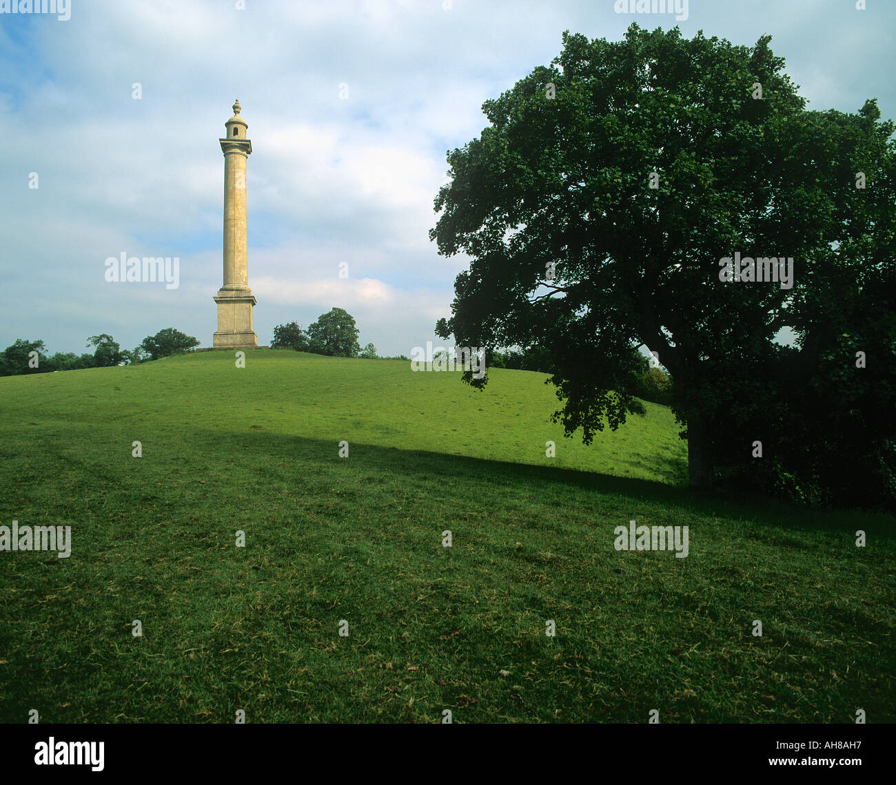 Burton Steeple folly Doric column on a hill west of Currey Rivel in Somerset Built in 1763 by Sir William Pynsent Stock Photo