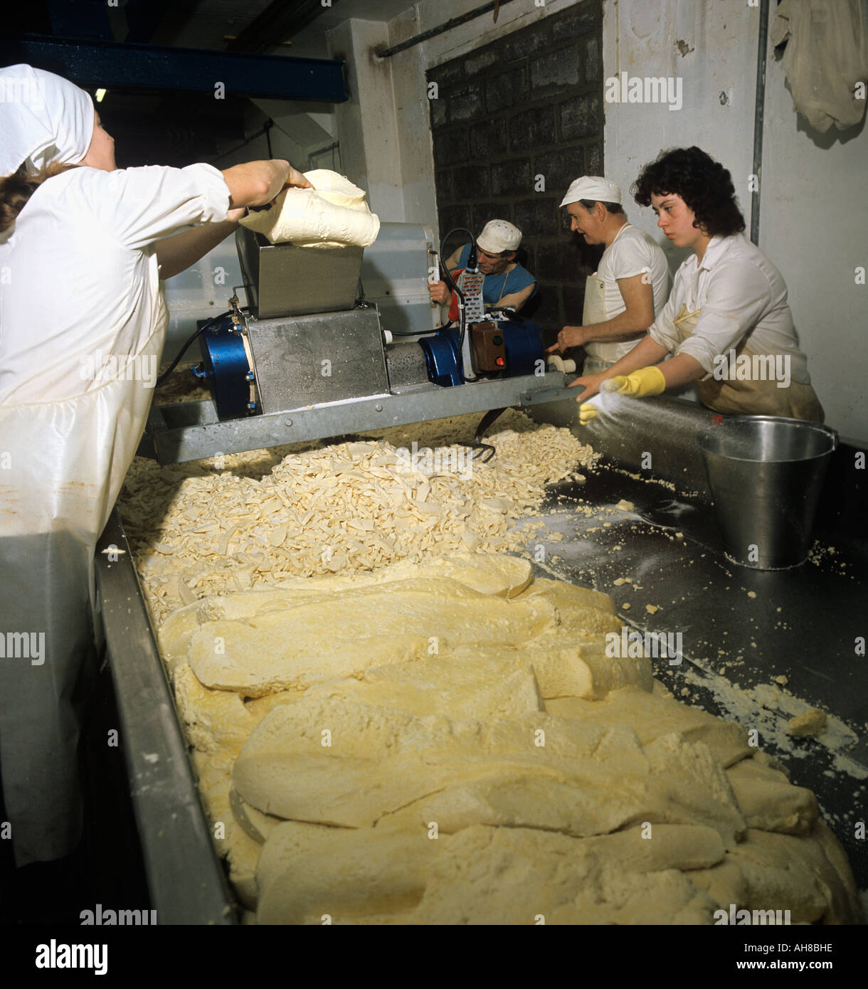 Cheddar Cheese process Stock Photo Alamy