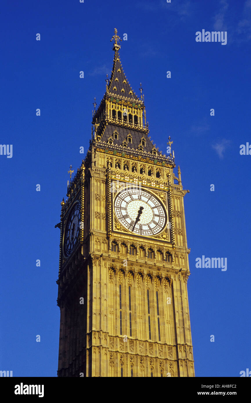 The Big Ben clock tower at the Houses of Parliament in Westminster