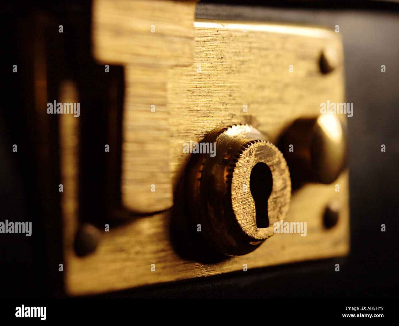 Closed briefcase lock - close up Stock Photo - Alamy