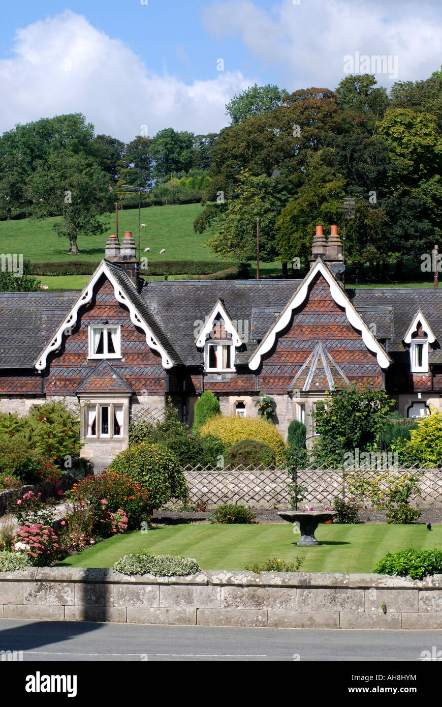 Houses in Ilam village, Peak District, Derbyshire, England, UK Stock