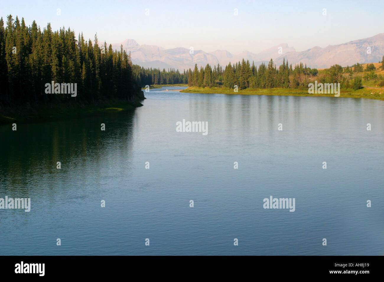 LANDSCAPE ;  River in Banff National Park, Alberta, Canada Stock Photo