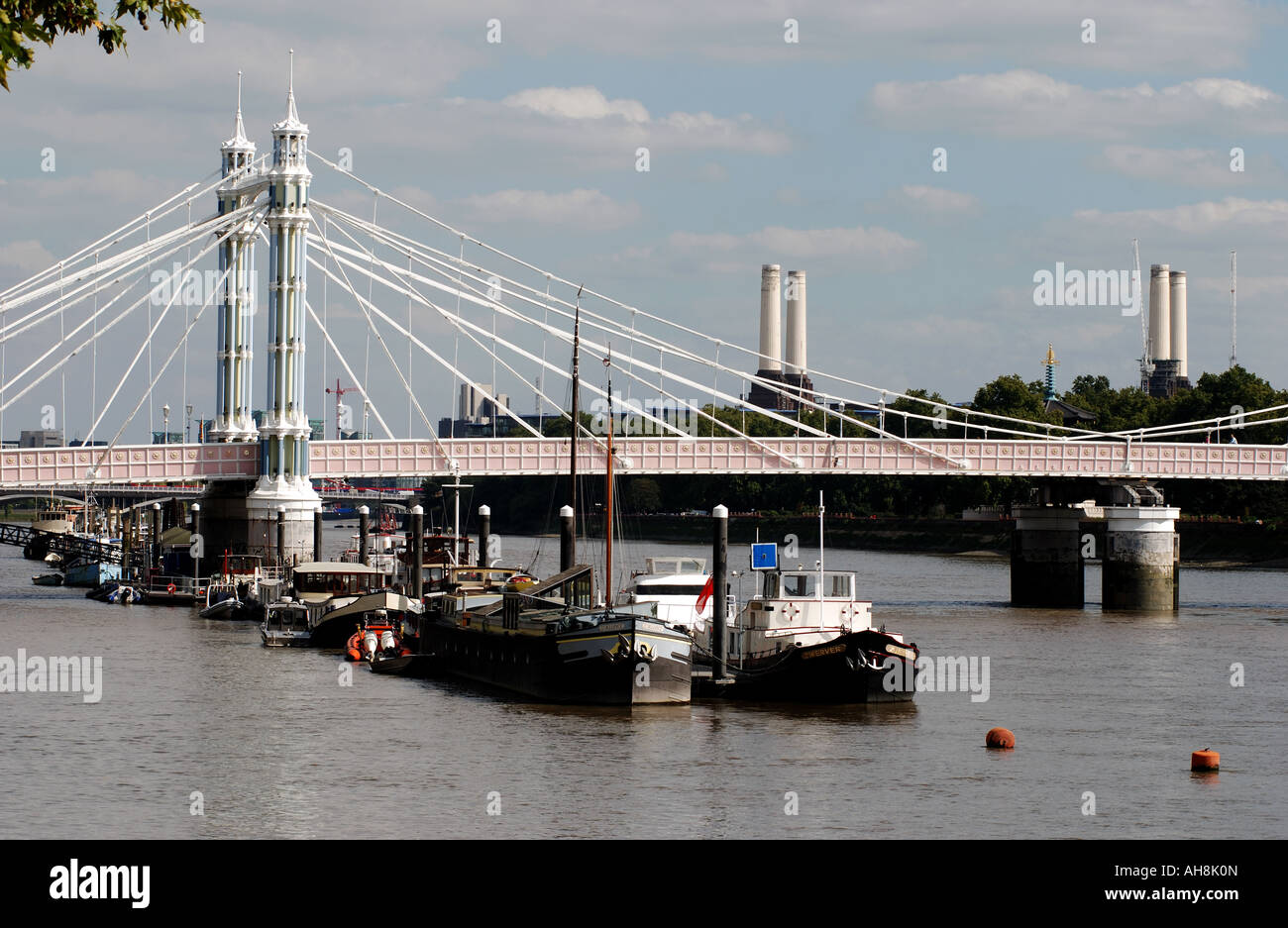 Albert Bridge and River Thames, London, England, UK Stock Photo - Alamy