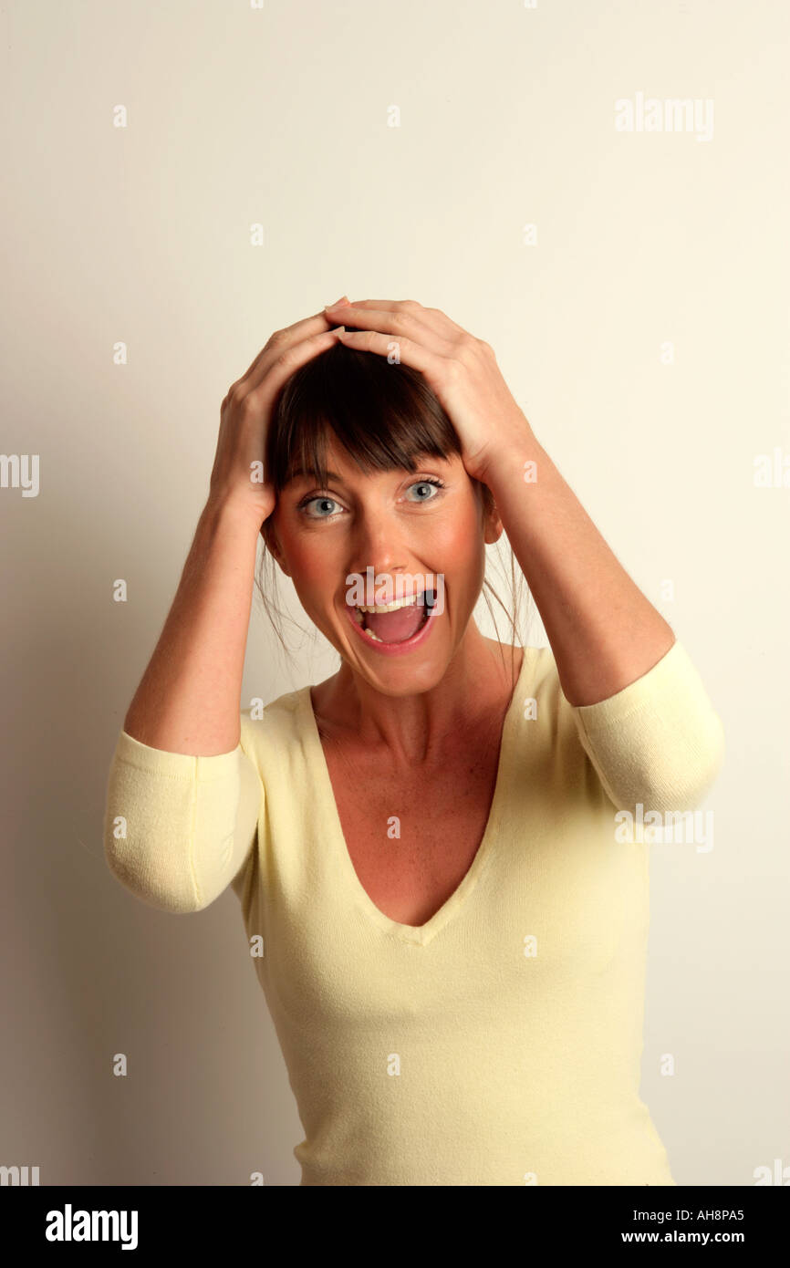 Expression shock surprise elation success winner joy overjoyed amazed Stock Photo