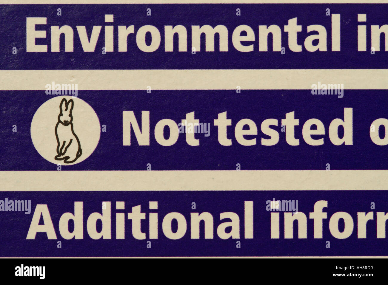 Not Tested On Animal product packaging information Stock Photo Alamy