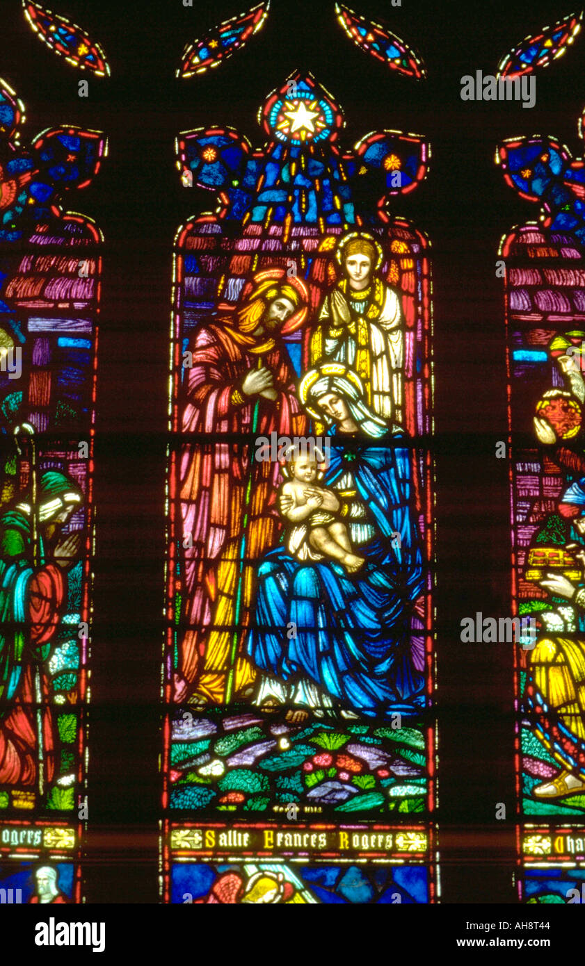 Stained glass Nativity at House of Hope Presbyterian Church. St Paul