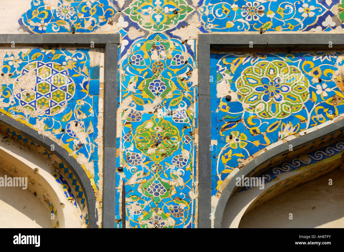 Remains of decorative inlay work on Ibrahim Quli Qutb Shah tomb Hyderabad Andhra Pradesh India Stock Photo