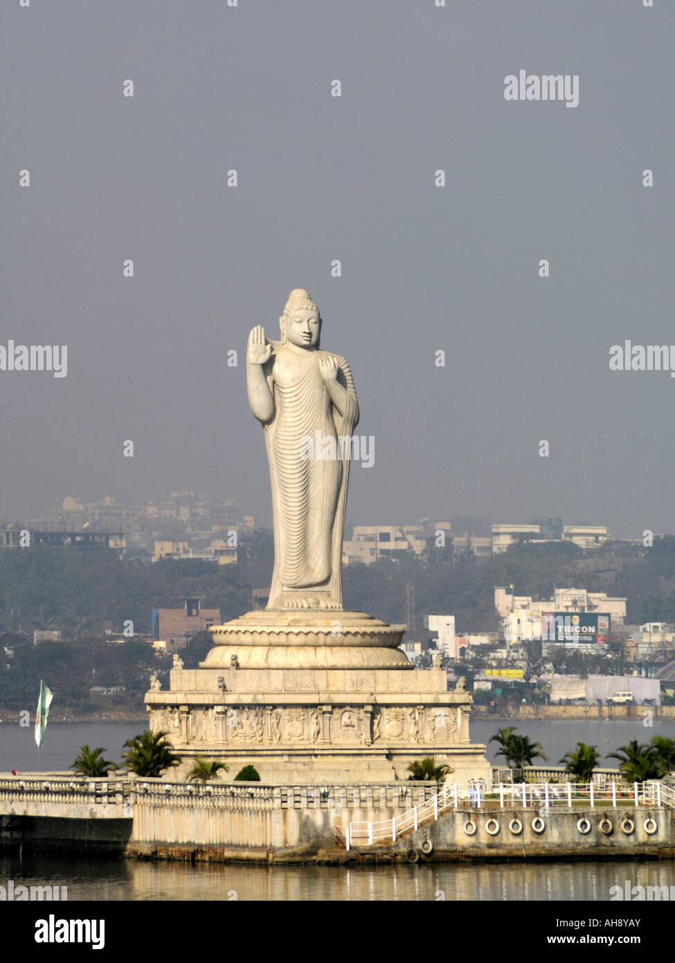 Buddha statue in Hussain Sagar lake Hyderabad Andhra Pradesh India