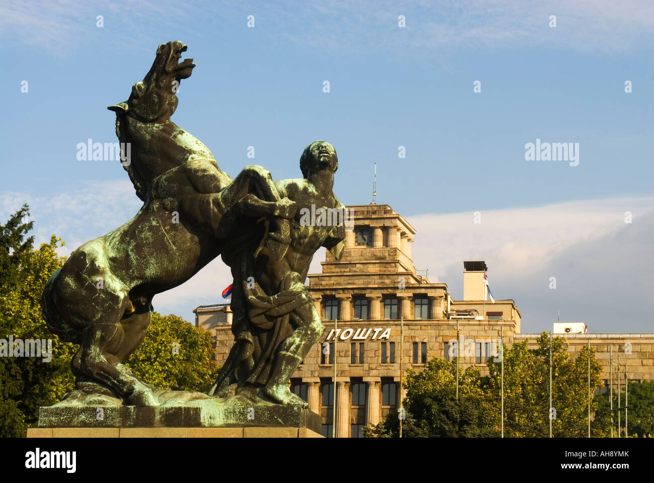 Sculpure outside Serbian Parliament building in Belgrade, Serbia Stock Photo