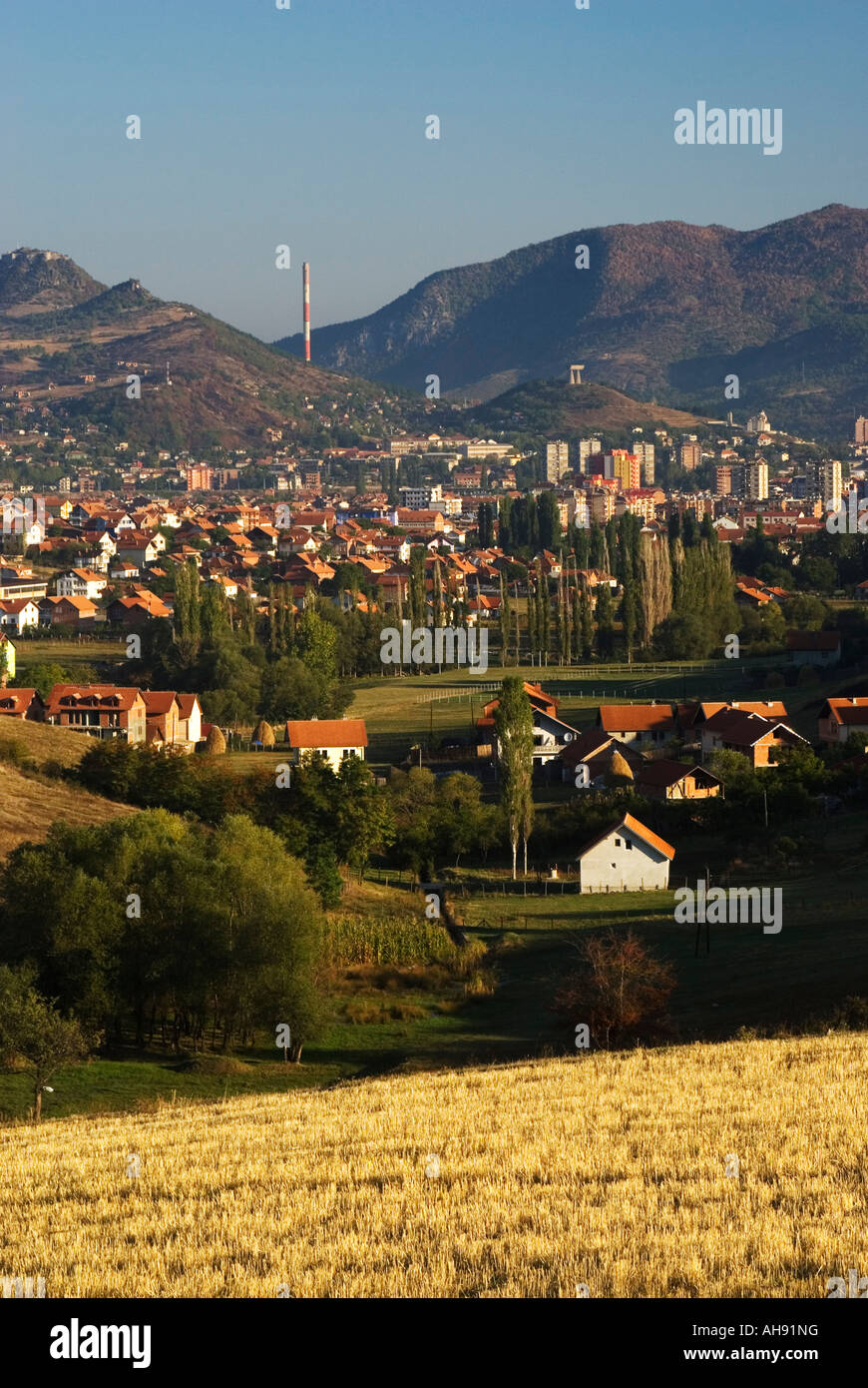View of Mitrovica, Kosovo province, Serbia Stock Photo