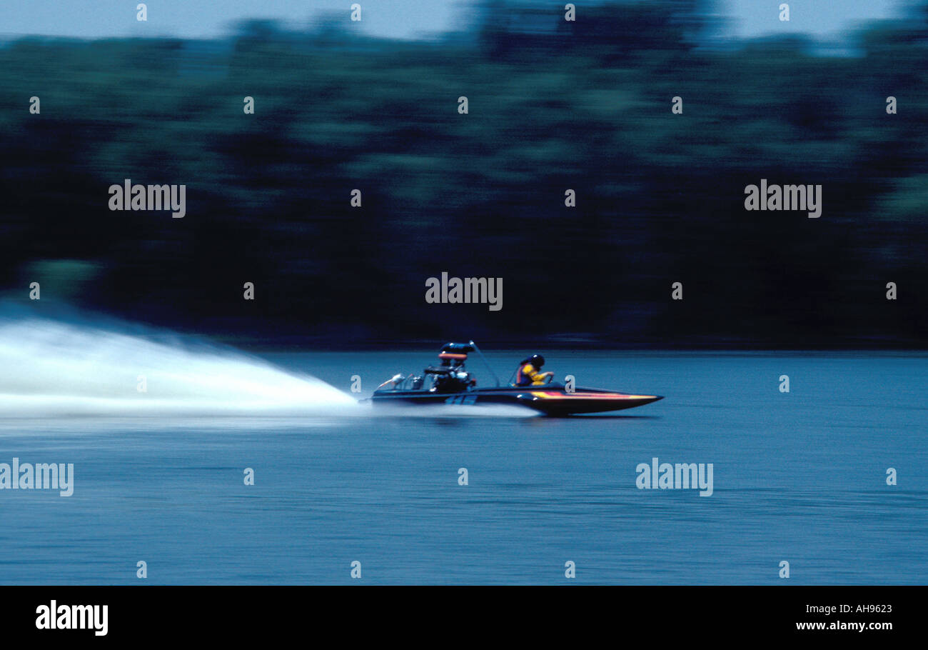 Speed boat on lake Stock Photo Alamy