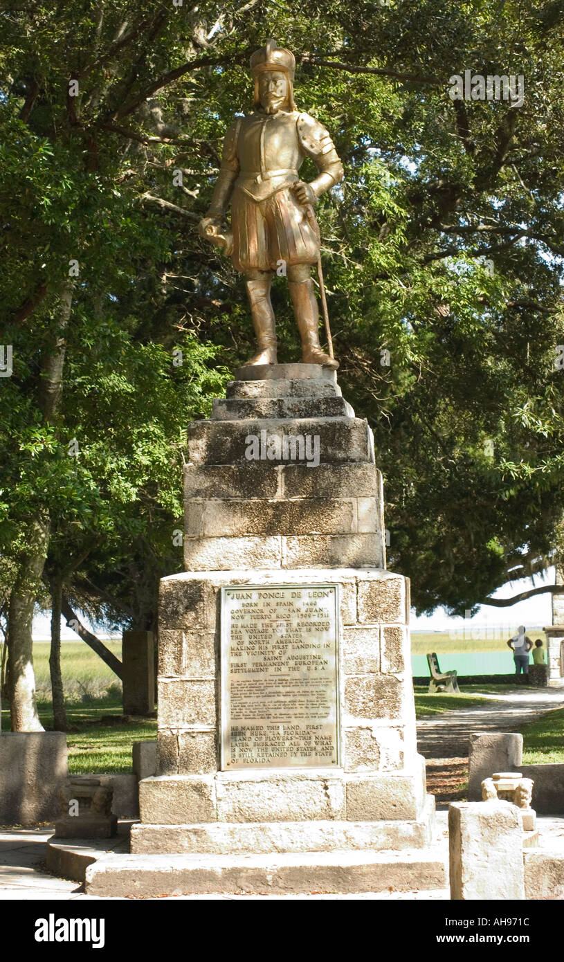 Statue of Juan Ponce De Leon St Augustine Florida USA Stock Photo