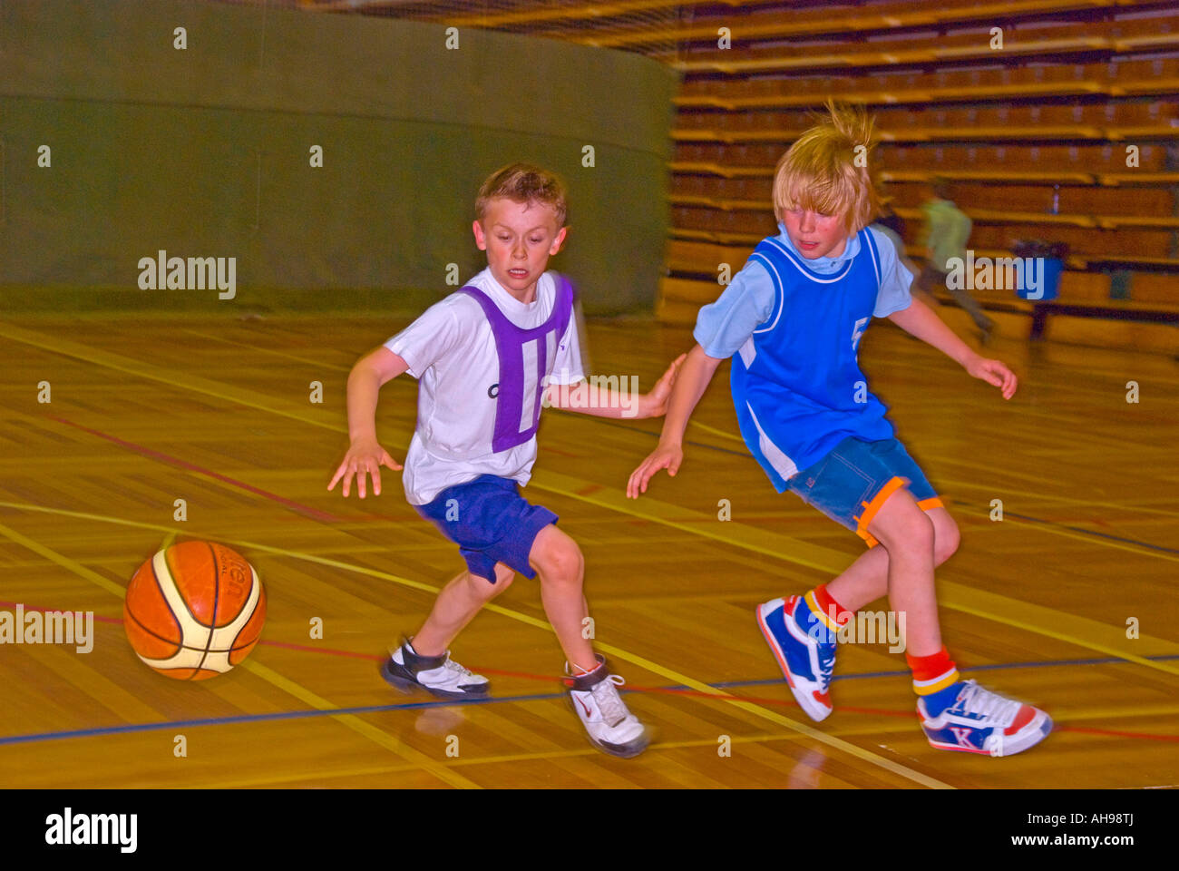 Two boys playing basketball Stock Photo