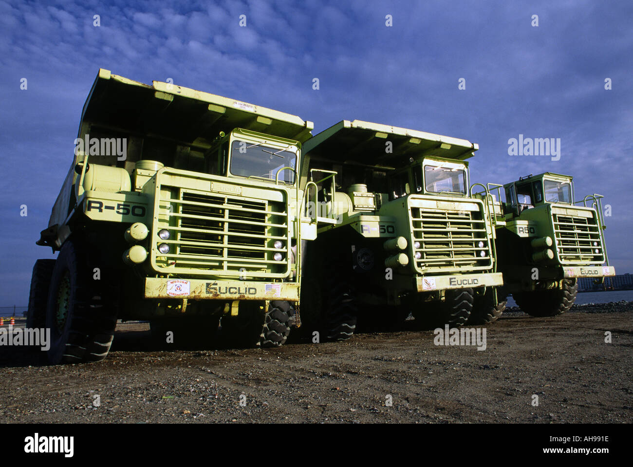 Dump trucks construction vehicles Stock Photo