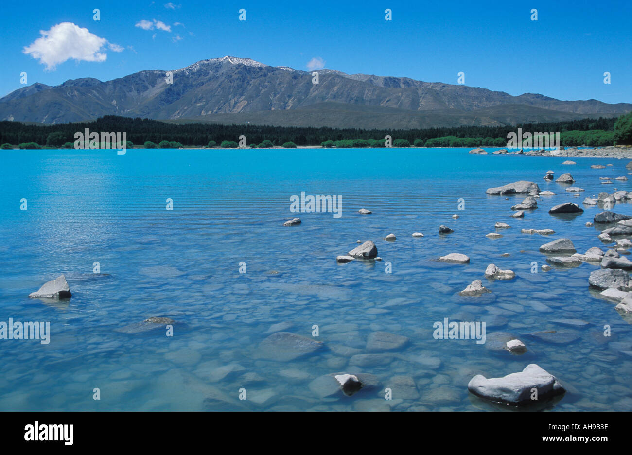 Glacial blue Lake Tekapo near Mount Cook National Park South Island New ...