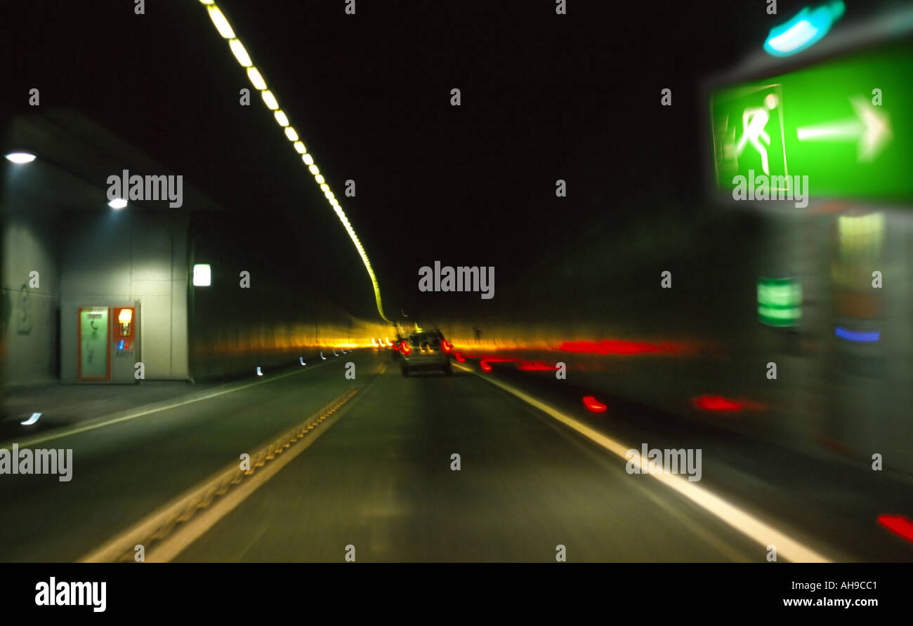 sign for emergency exit in a tunnel Stock Photo Alamy